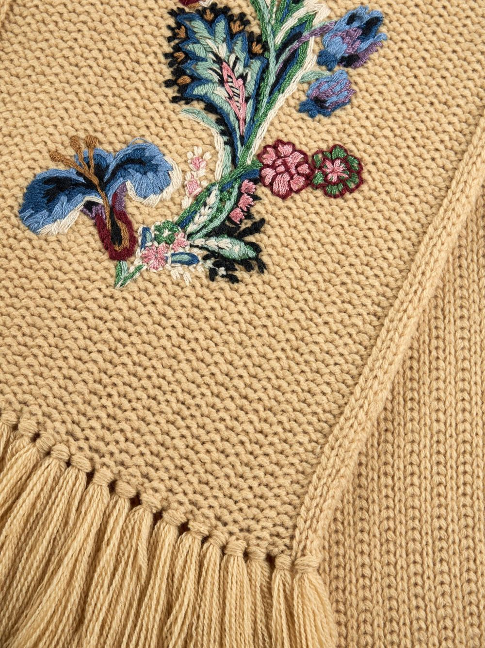 paisley-embroidered fringed scarf - 2