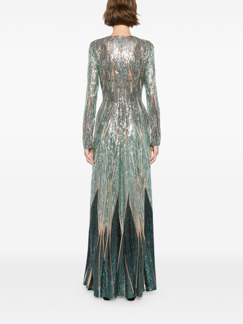 embroidered tulle long dress - 4