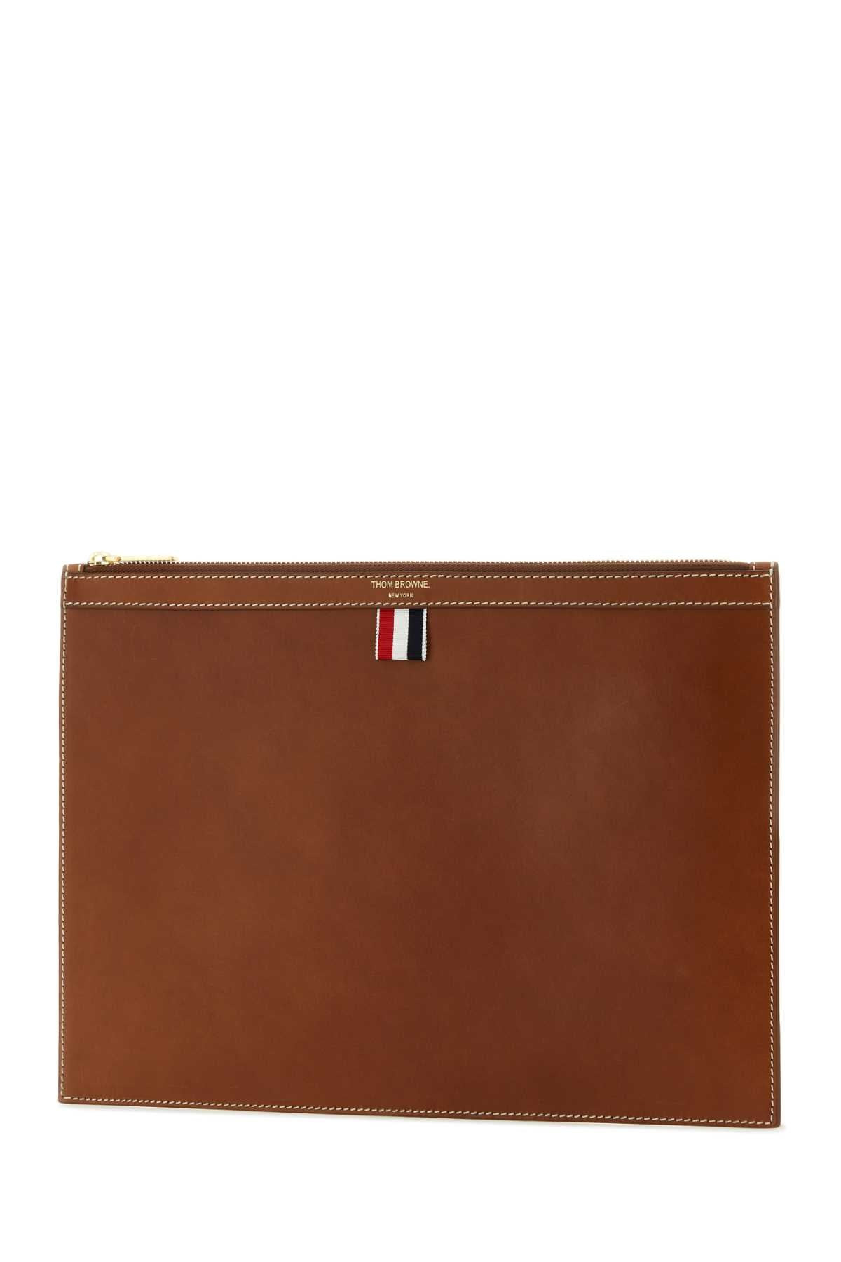 Thom Browne Men Brown Leather Document Case - 2