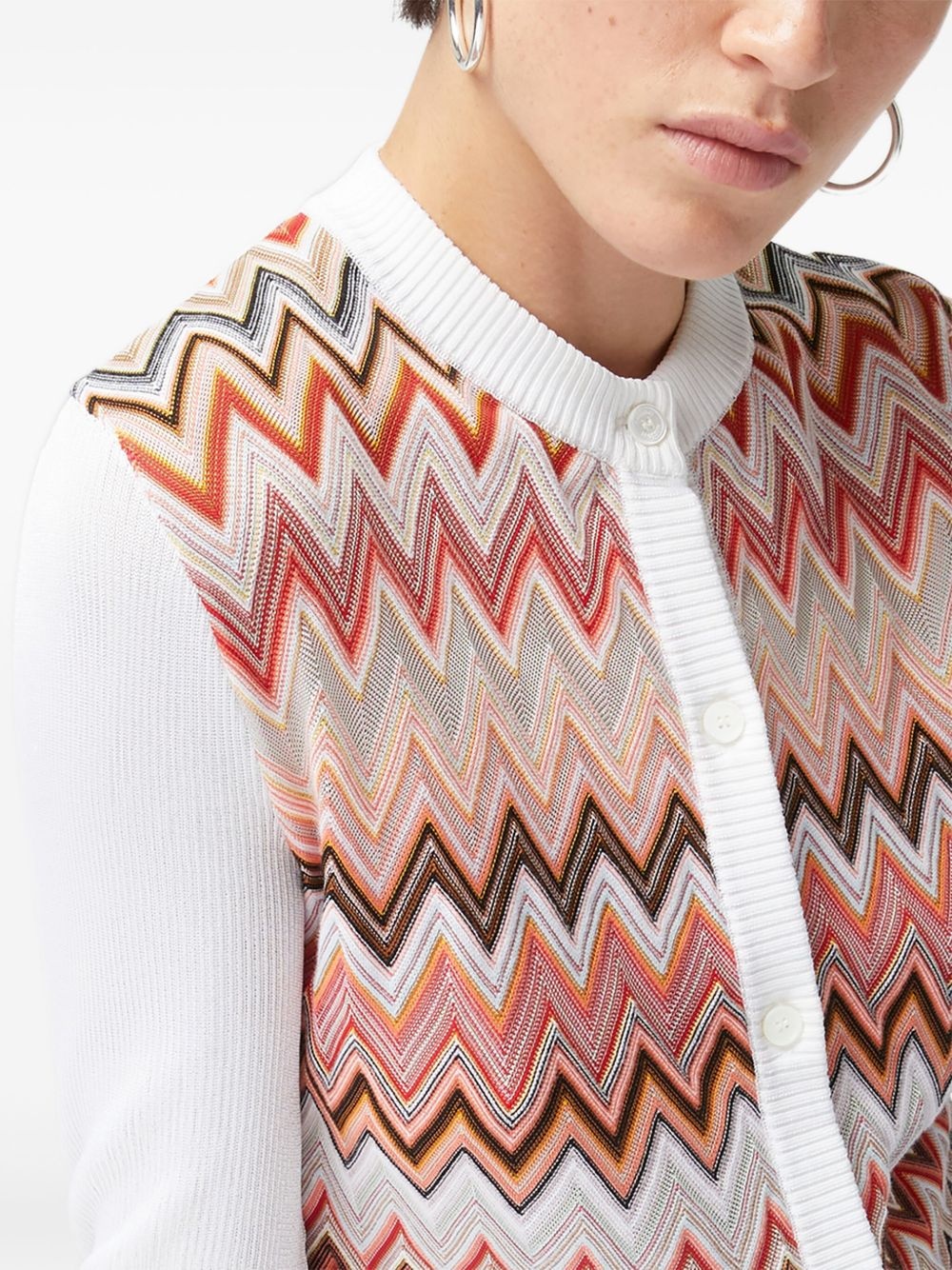 chevron-insert cardigan - 4