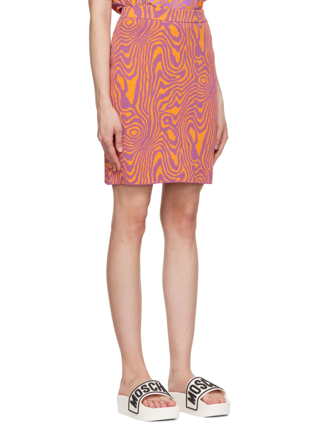 Purple & Orange Moiré Effect Miniskirt - 2