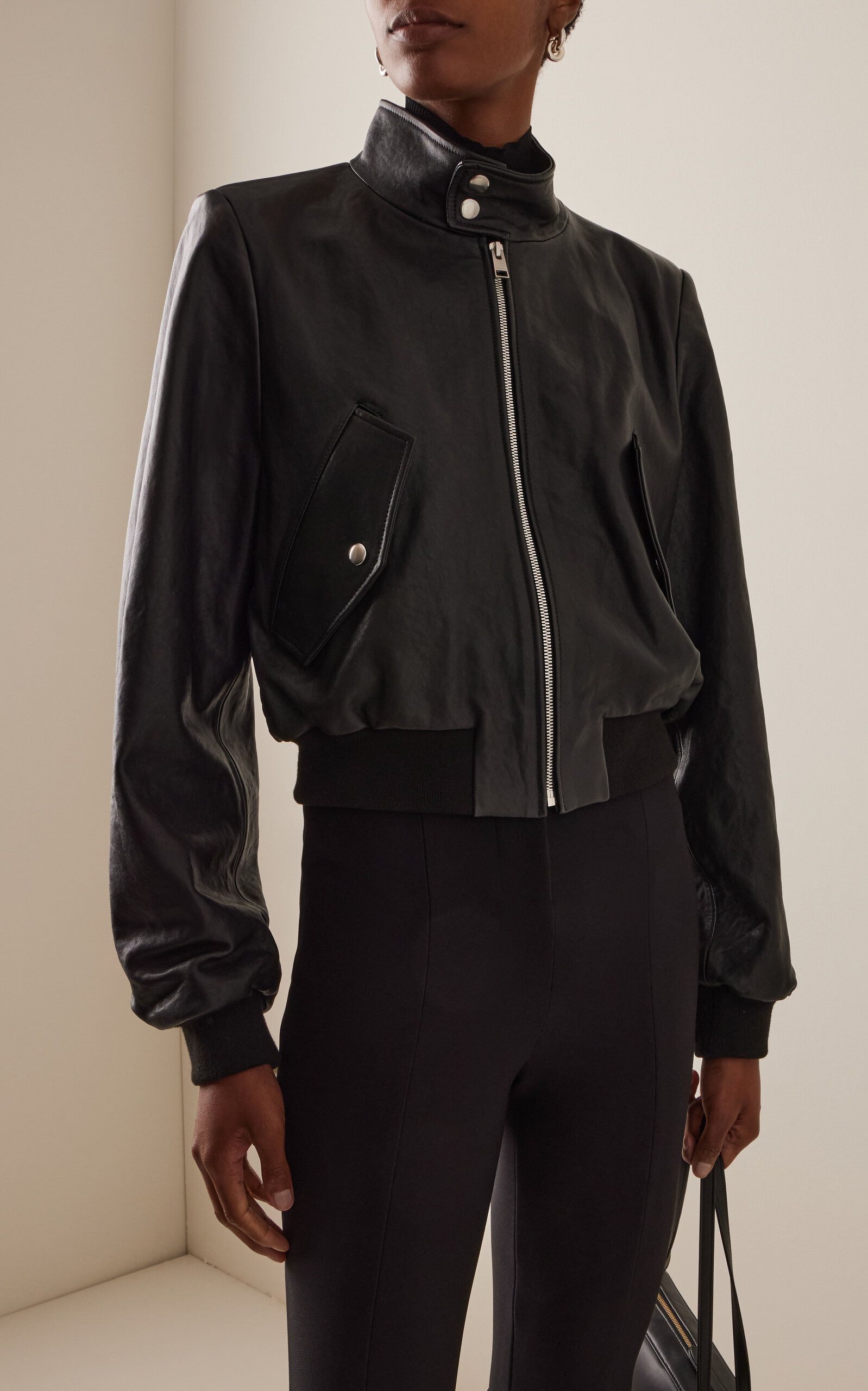 Harrington Leather Bomber Jacket black - 2