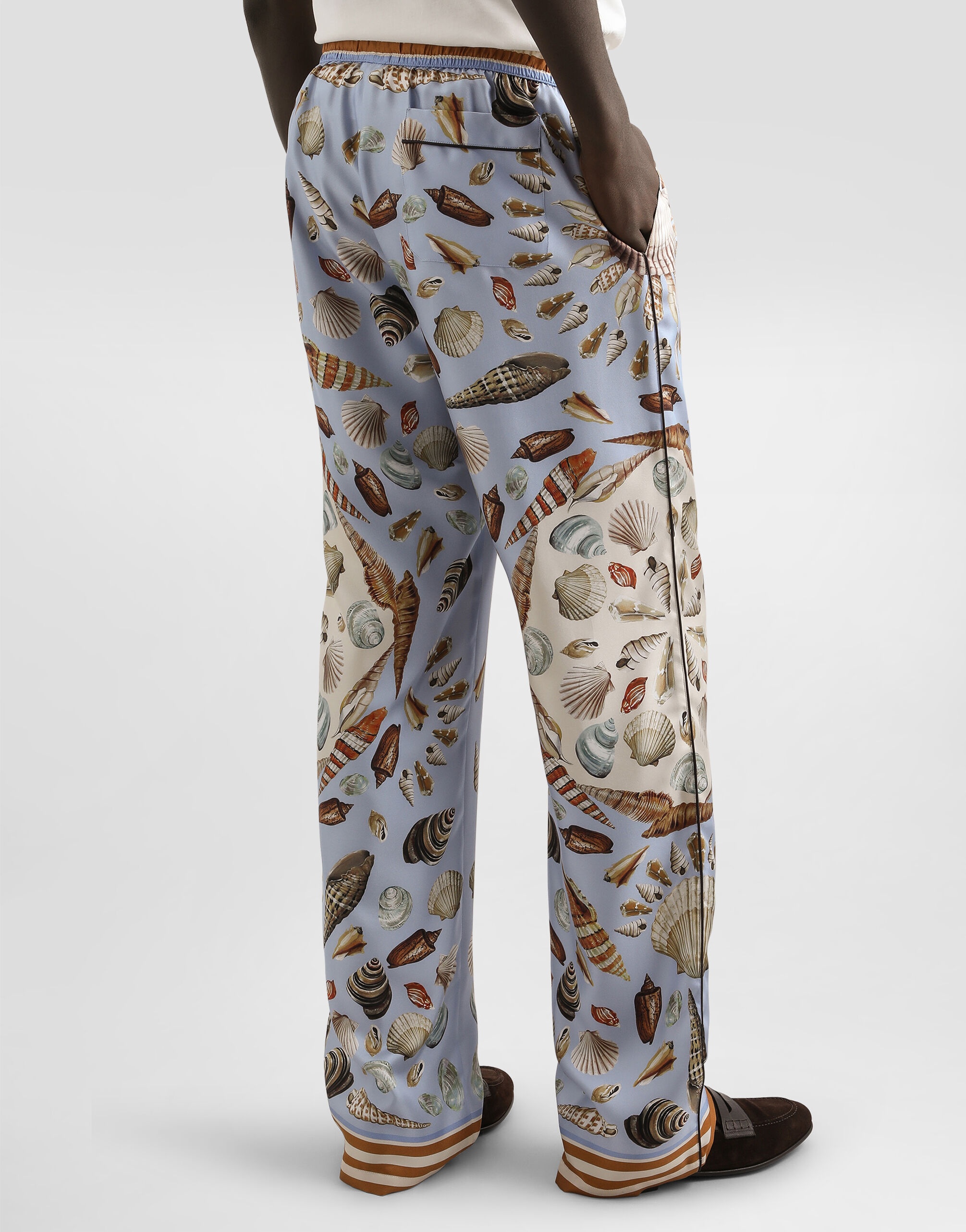 Shell-print silk twill trousers - 3