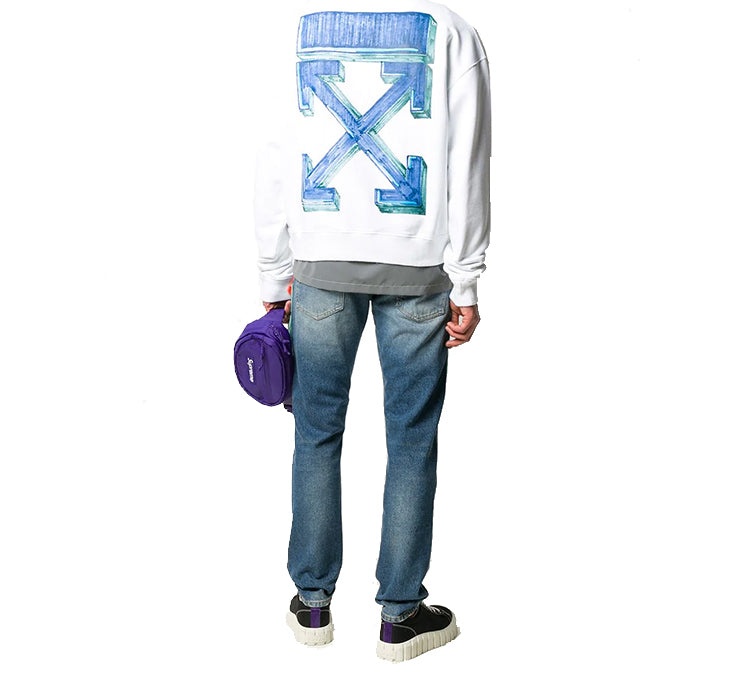 Off-White FW20 Marker Arrows Loose Sweater Men White OMBA035E20FLE0020145 - 4