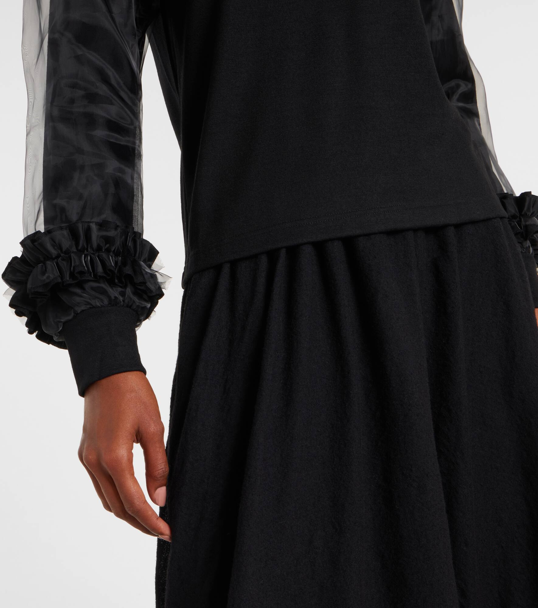 Tulle-trimmed wool sweater - 5