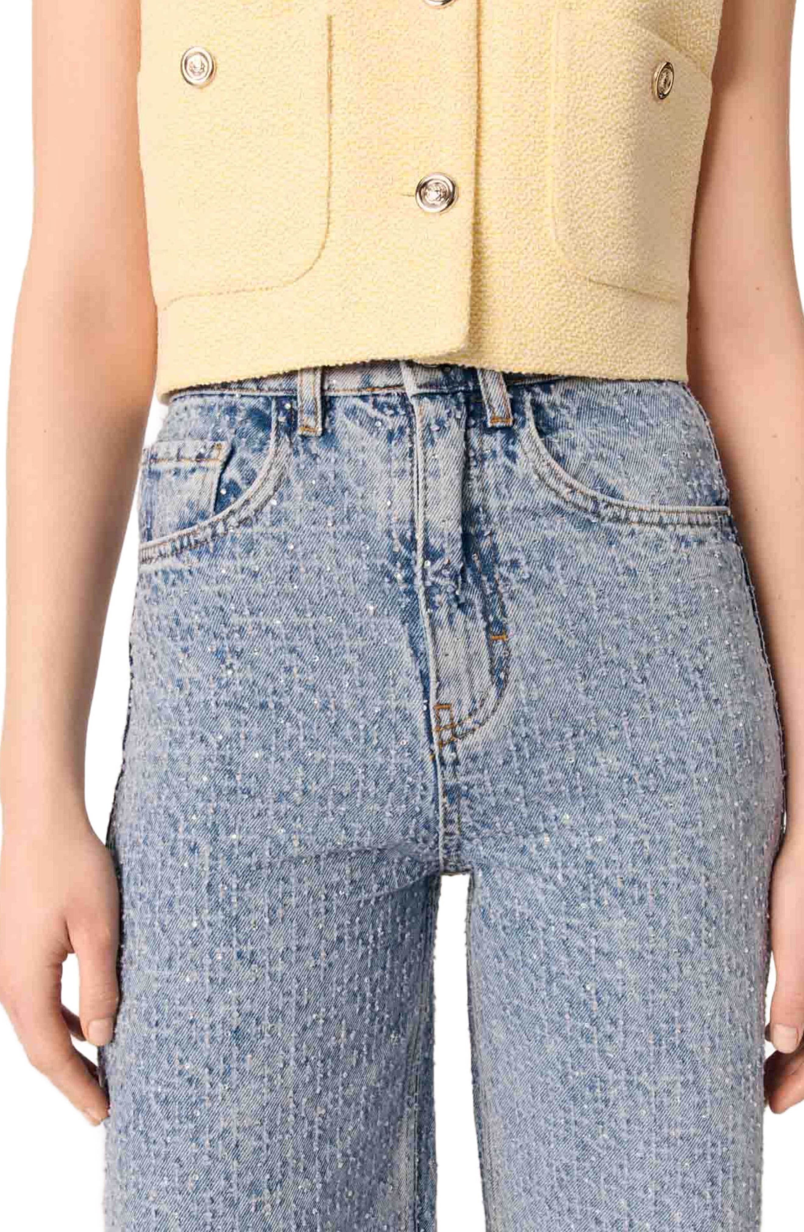 maje Rhinestone XL jeans in Blue at Nordstrom - 5