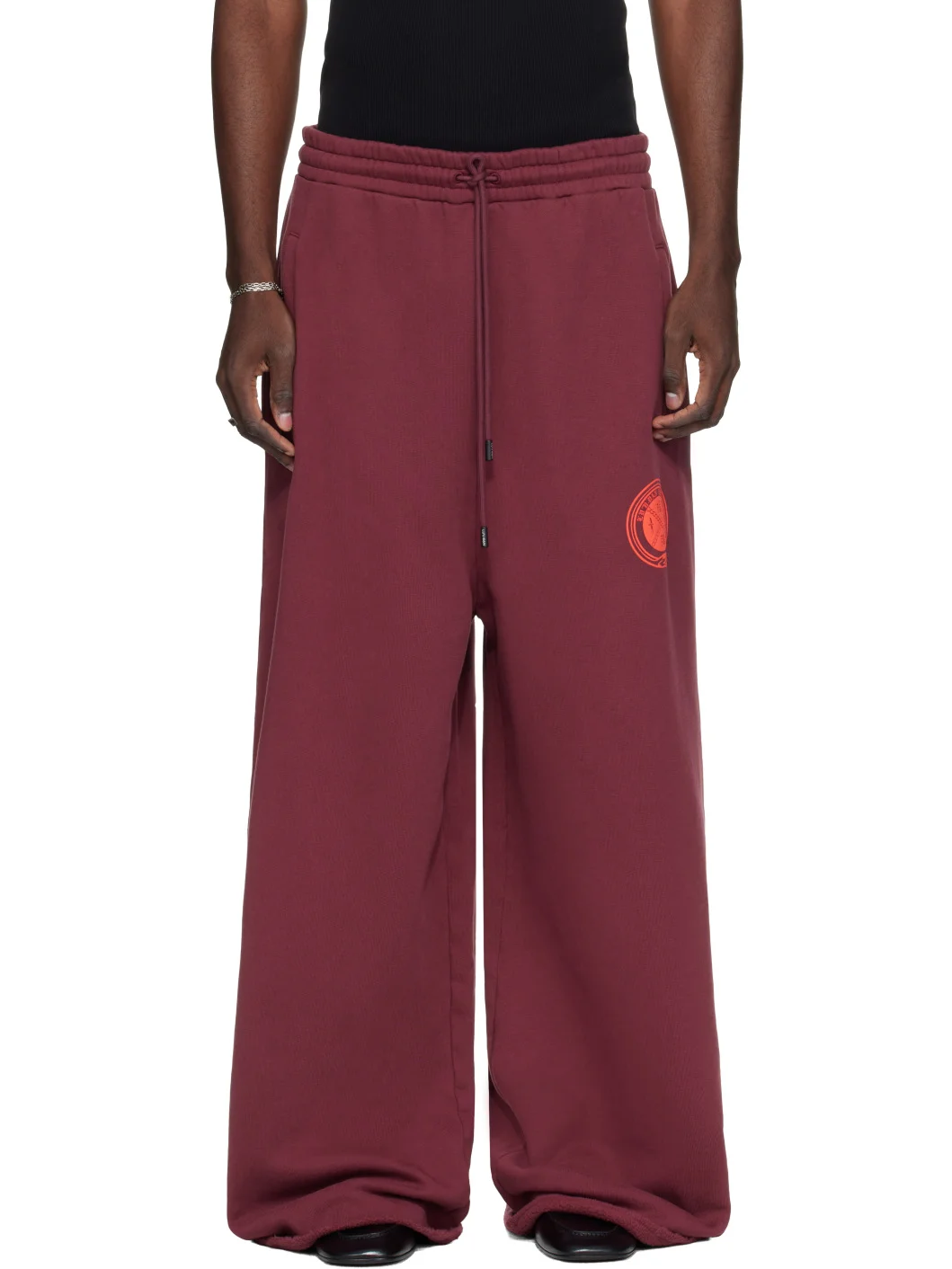Burgundy Raw-Cut Bontan Sweatpants - 1