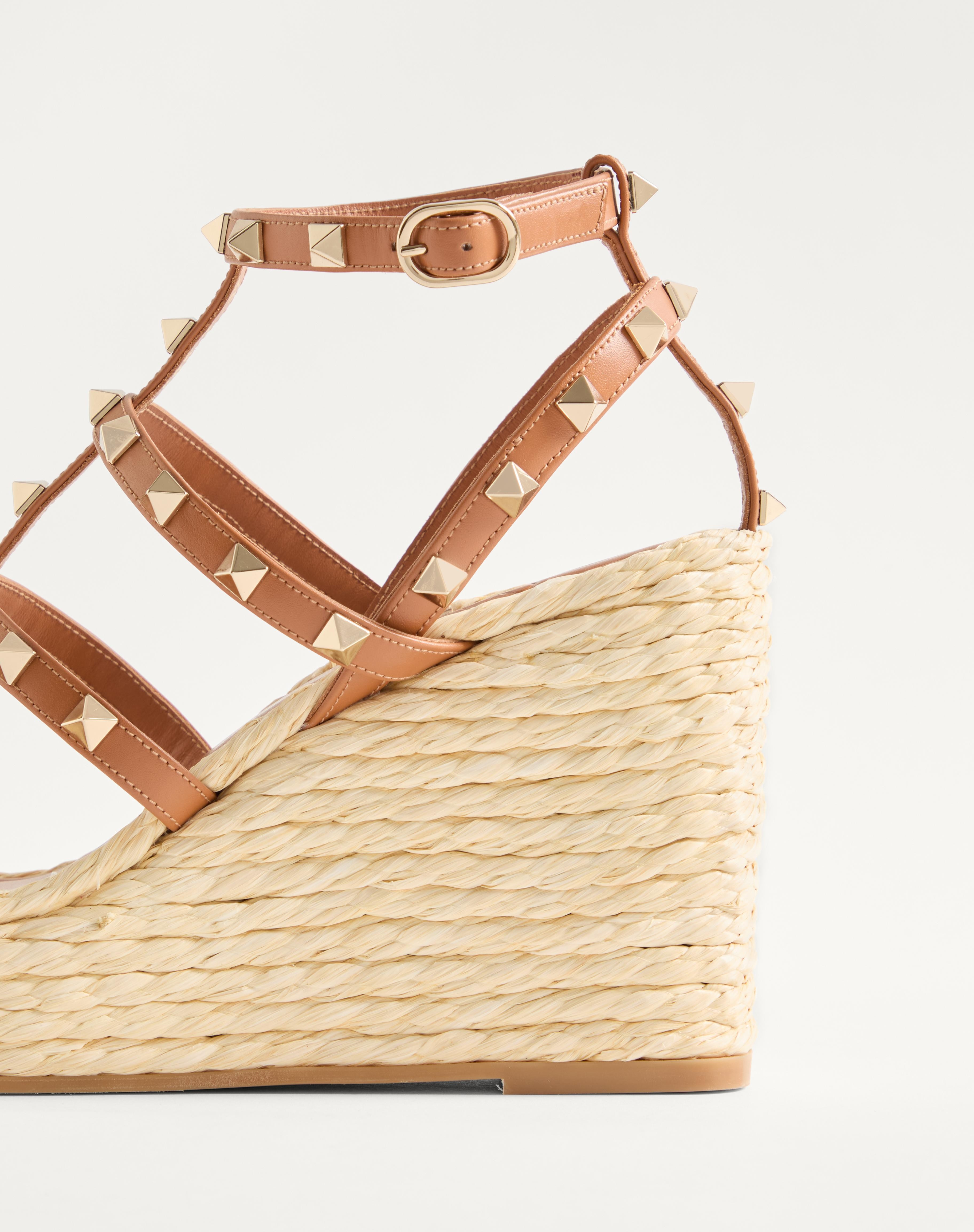 ROCKSTUD WEDGE SANDAL WITH CALFSKIN STRAPS 95MM - 7