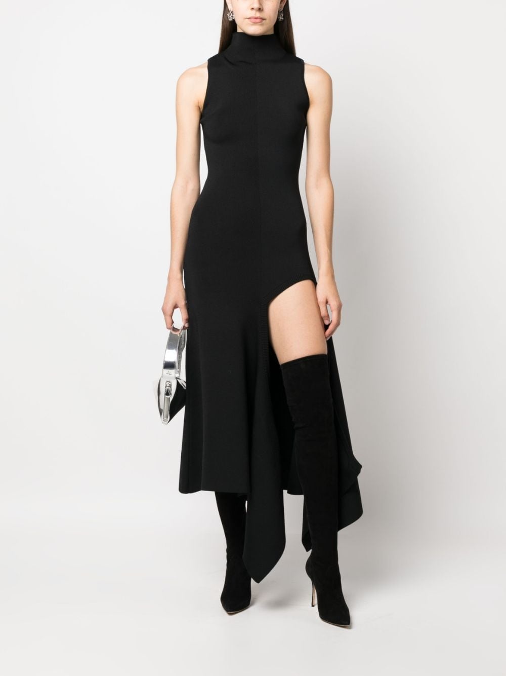 side-slit sleeveless dress - 2
