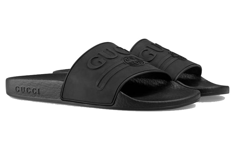 (WMNS) Gucci Logo Rubber Slide 'Black' 525140-JCZ00-1031 - 3