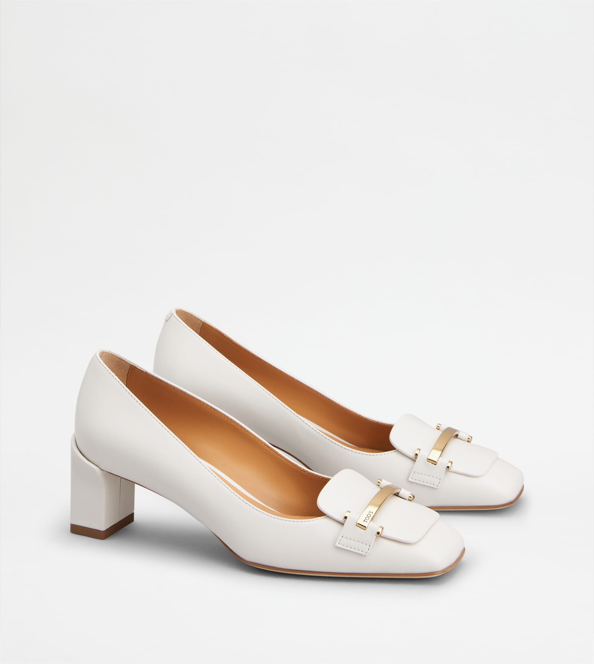 PUMPS IN LEATHER - WHITE - 2