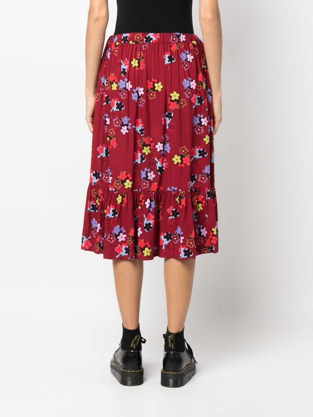 ruffled floral-print midi skirt - 4