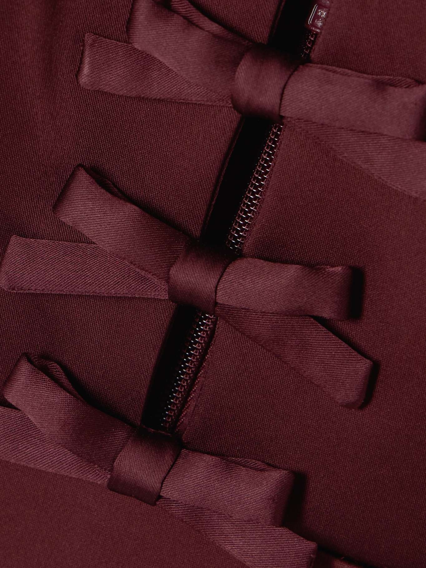 Cutout bow-detailed duchesse-satin halterneck midi dress Burgundy - 4