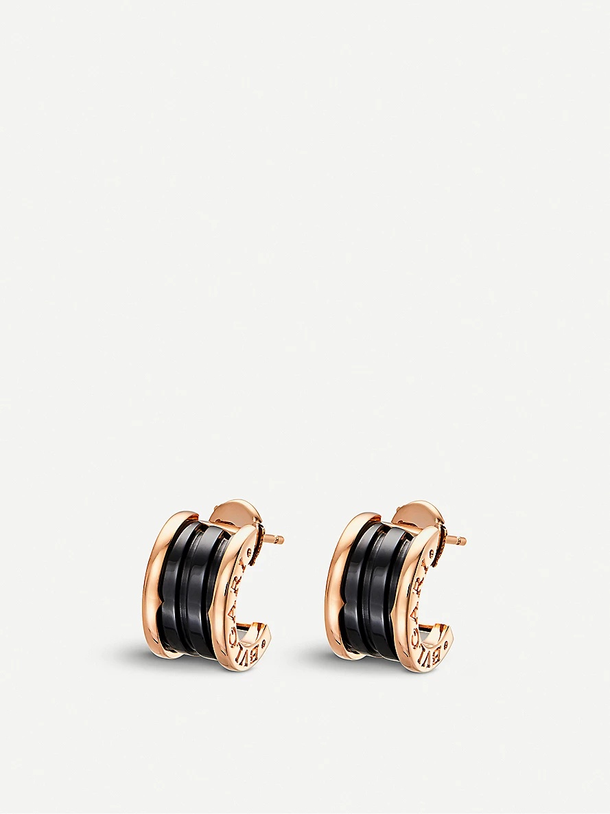 B.zero1 18kt pink-gold earrings with black ceramic - 1
