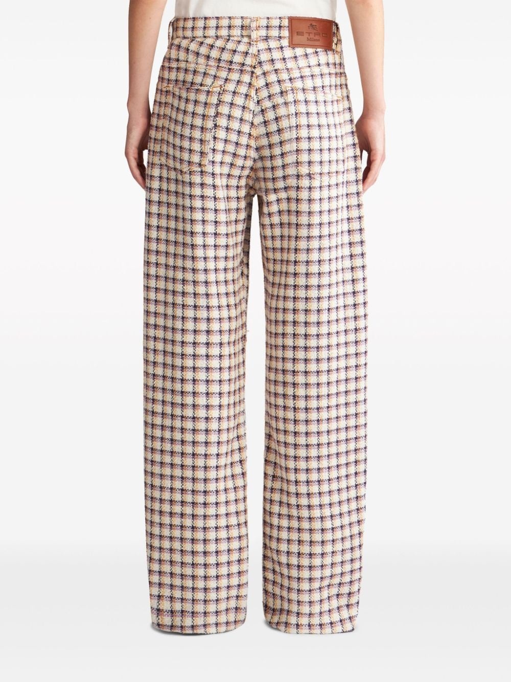check-jacquard wide-leg trousers - 4