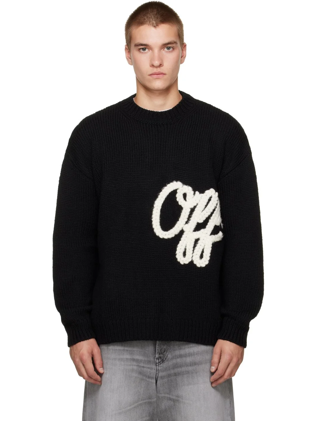 Black Script Shared Logo Sweater - 1
