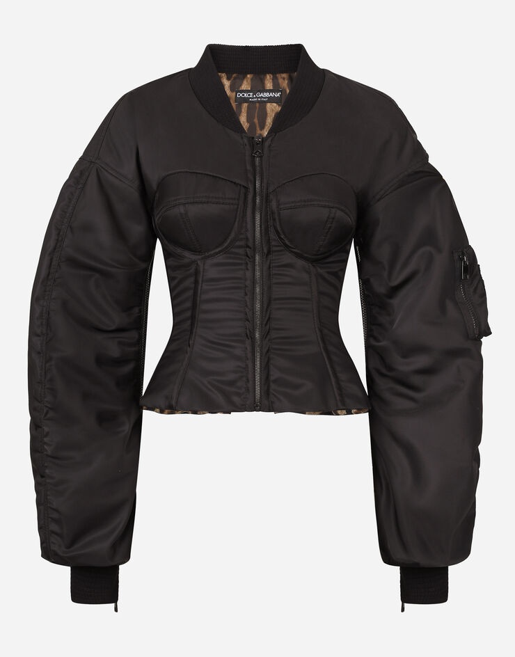 Nylon bomber jacket with bustier details - 4