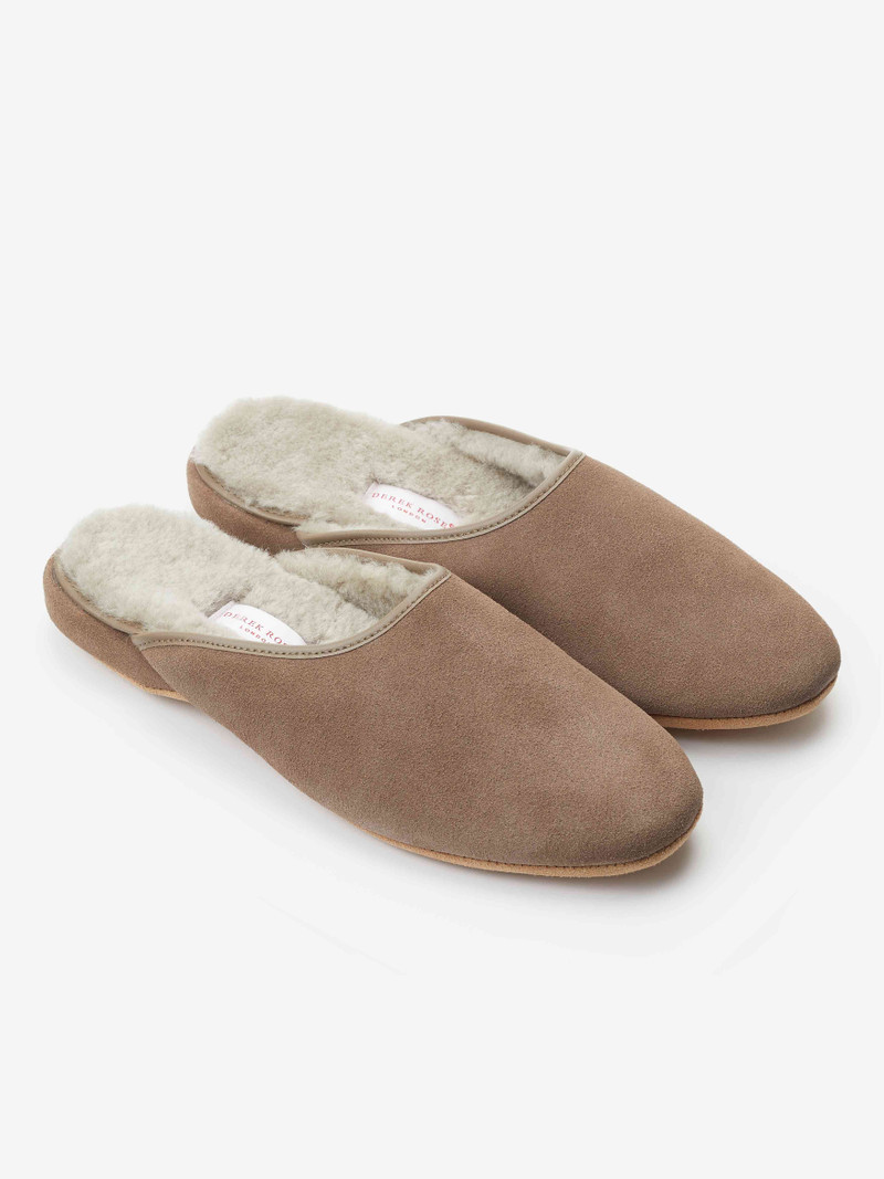 Men's Mule Slippers Douglas Suede Sheepskin Beige 1