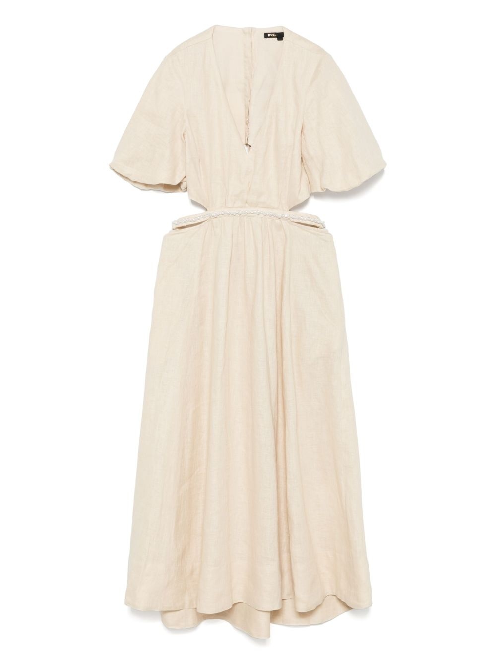 faux-pearl-embellished midi dress - 1