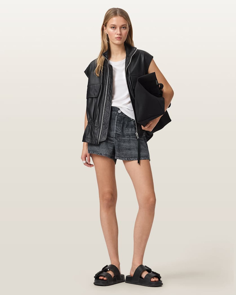 ALLSAINTS TYLER WIDE LEG ILLUSION OF DENIM SHORTS outlook