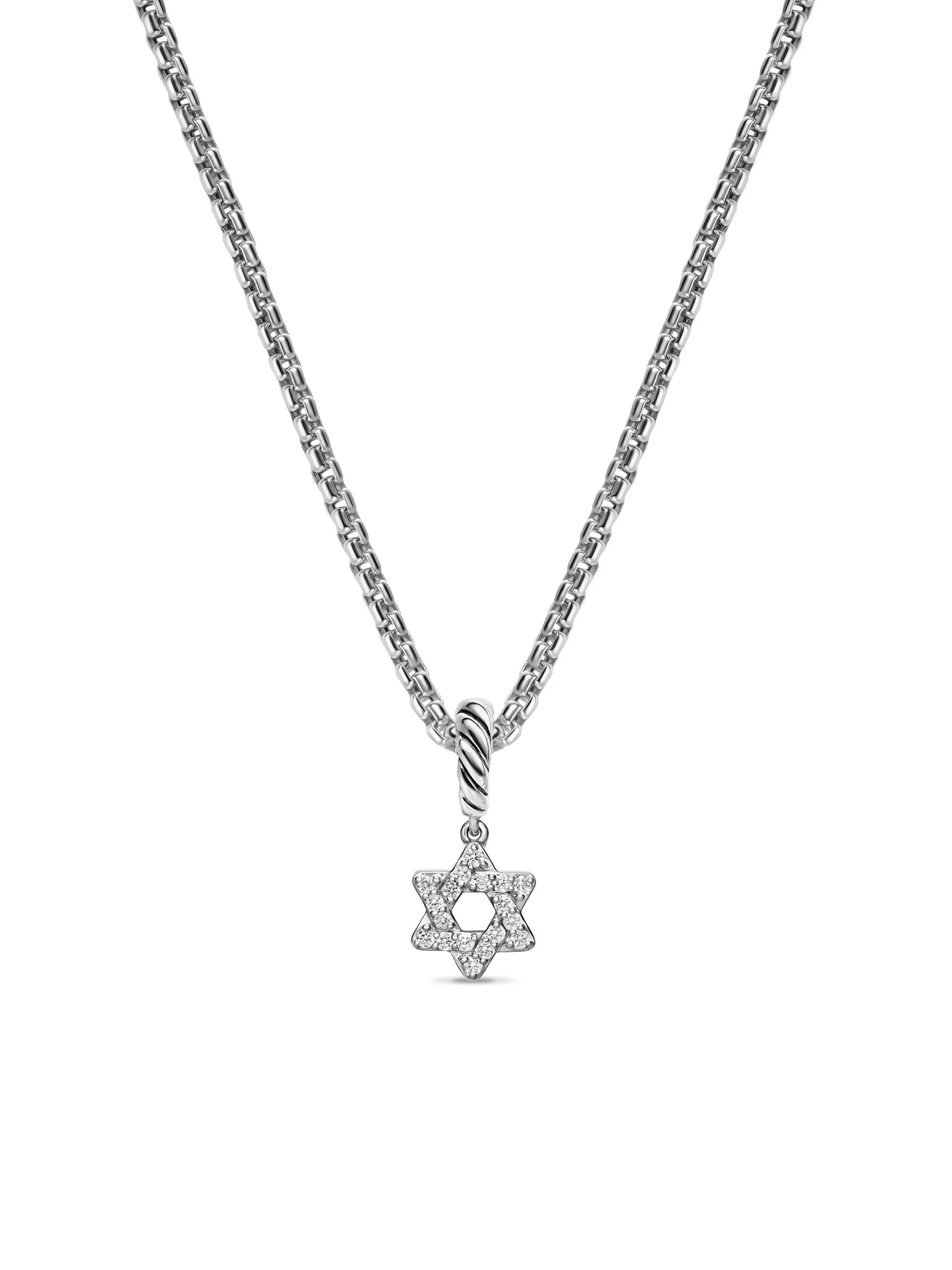 Women's Micro Pavé Star of David Amulet in Sterling Silver with Diamonds, 7.4MM - Diamond - 1