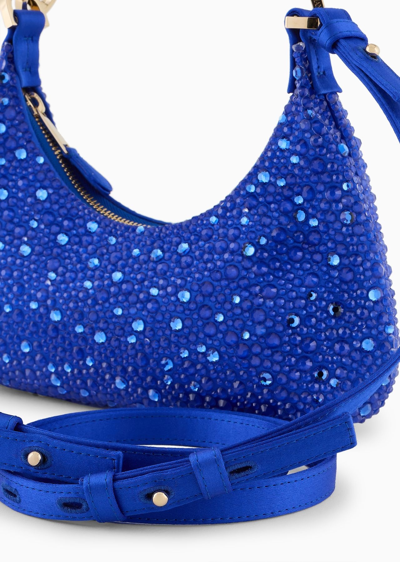 La Prima satin and rhinestone mini hobo bag - 4