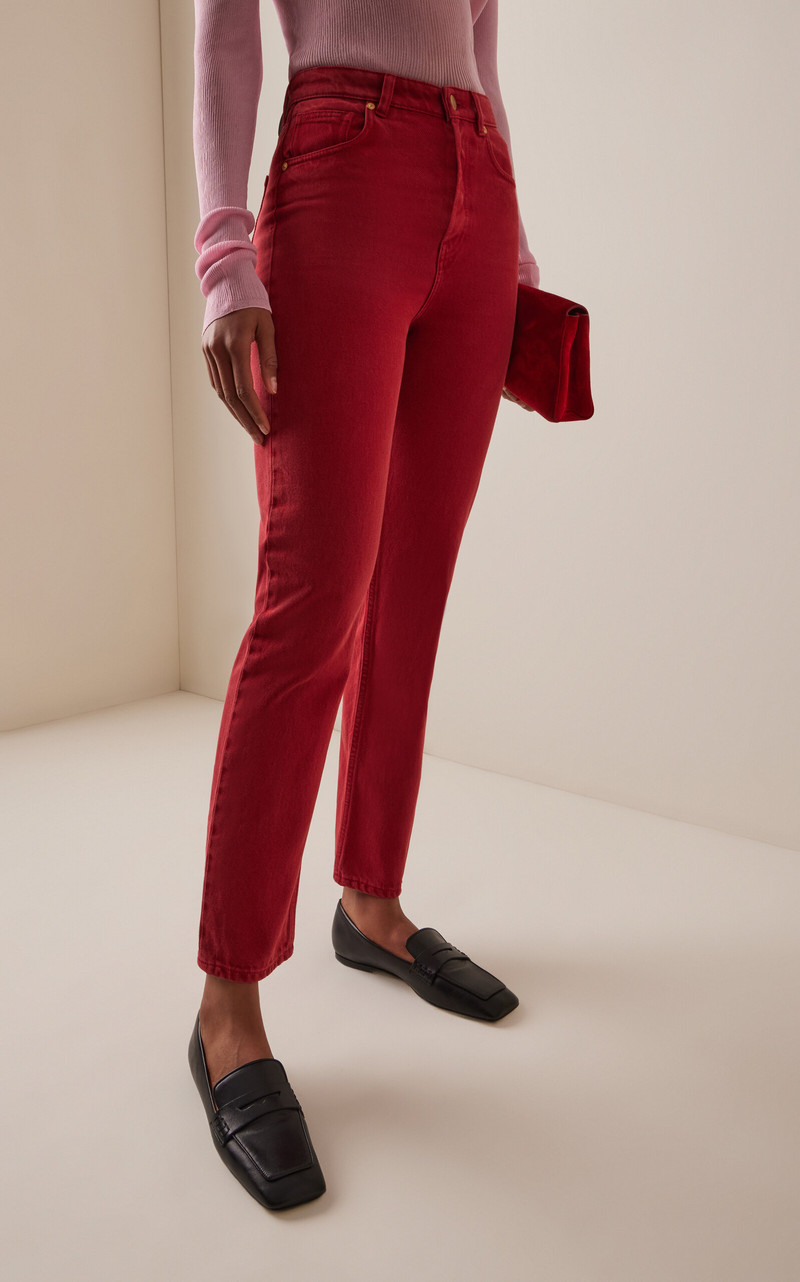 Senna Rigid High-Rise Straight-Leg Jeans red 3