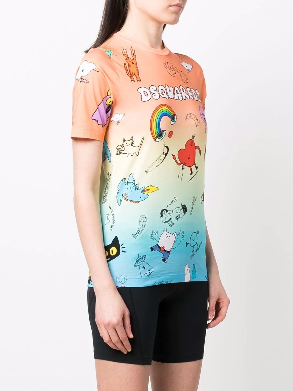 graphic-print gradient T-shirt - 3