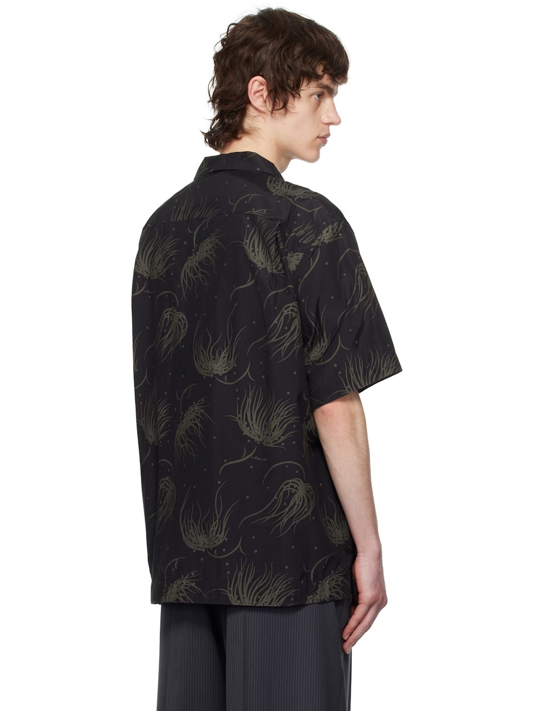 Black Dot Flower Print Shirt - 3