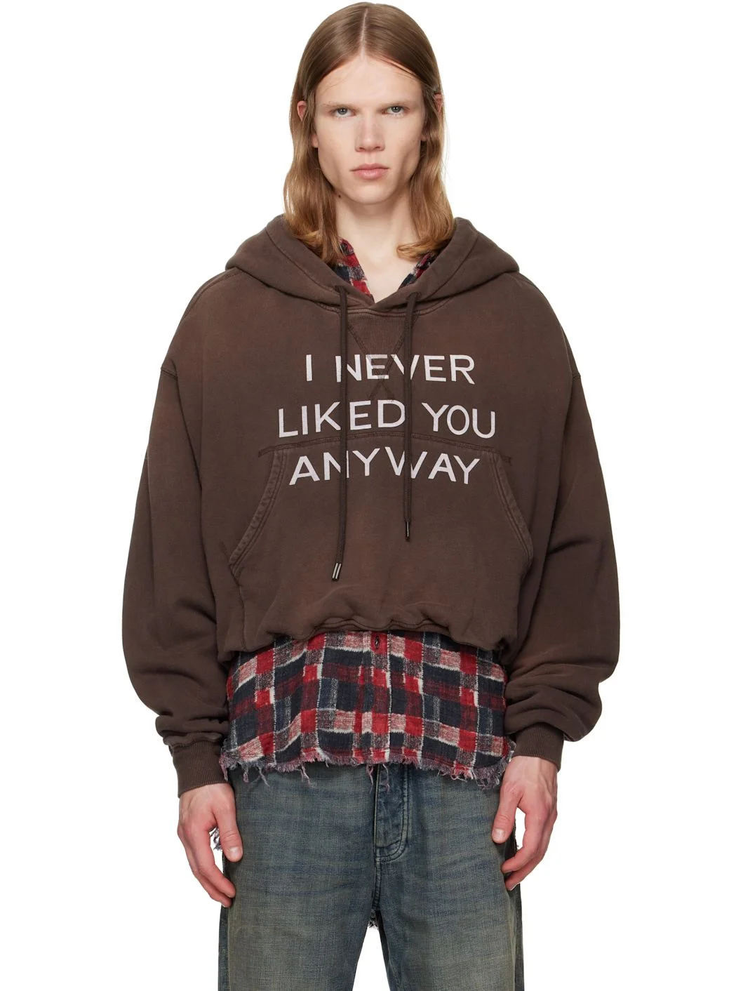 Brown 'I Never Liked You' Balloon Popover Hoodie - 1