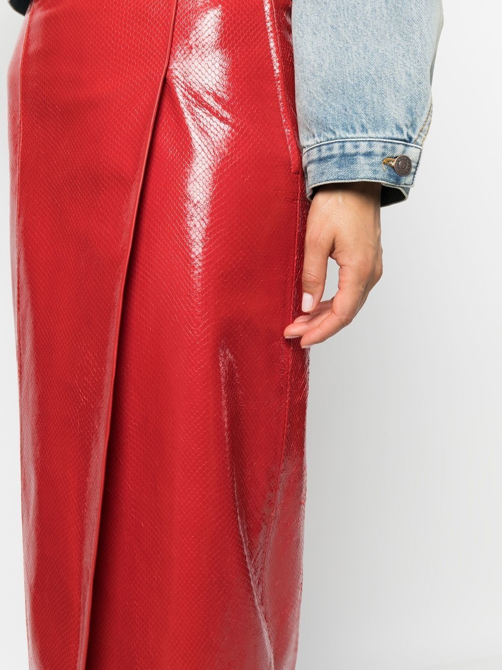 crocodile-effect pencil skirt - 5