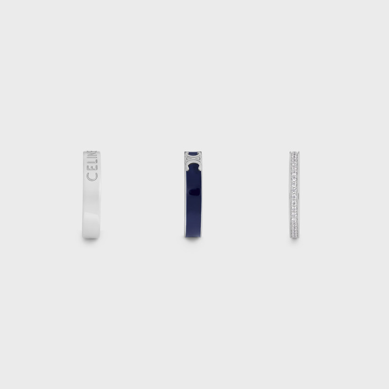 CELINE BOLT RINGS IN ENAMEL, STRASS AND BRASS WITH RHODIUM FINISH 3