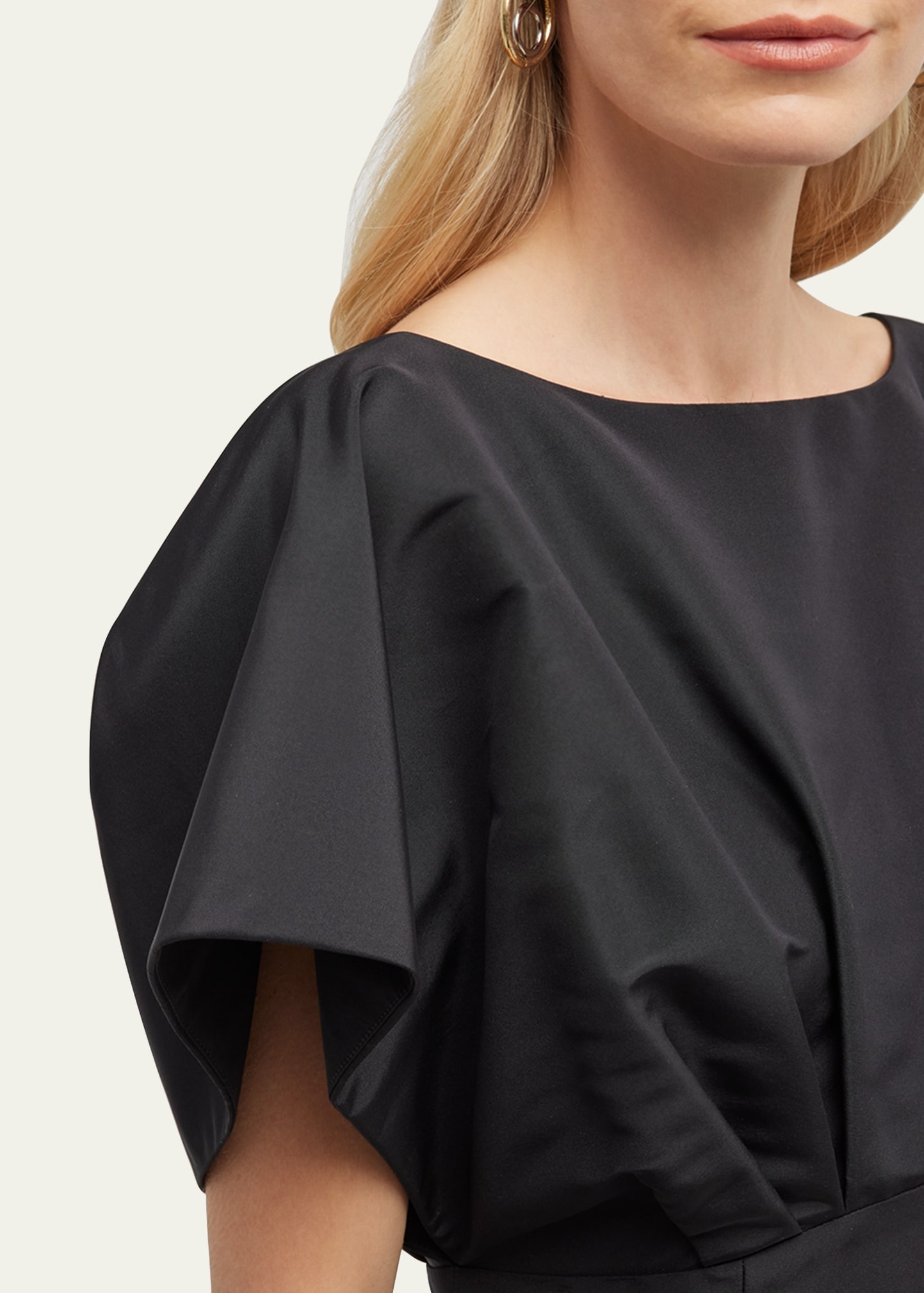 Silk Column Gown with Fan Bodice - 5
