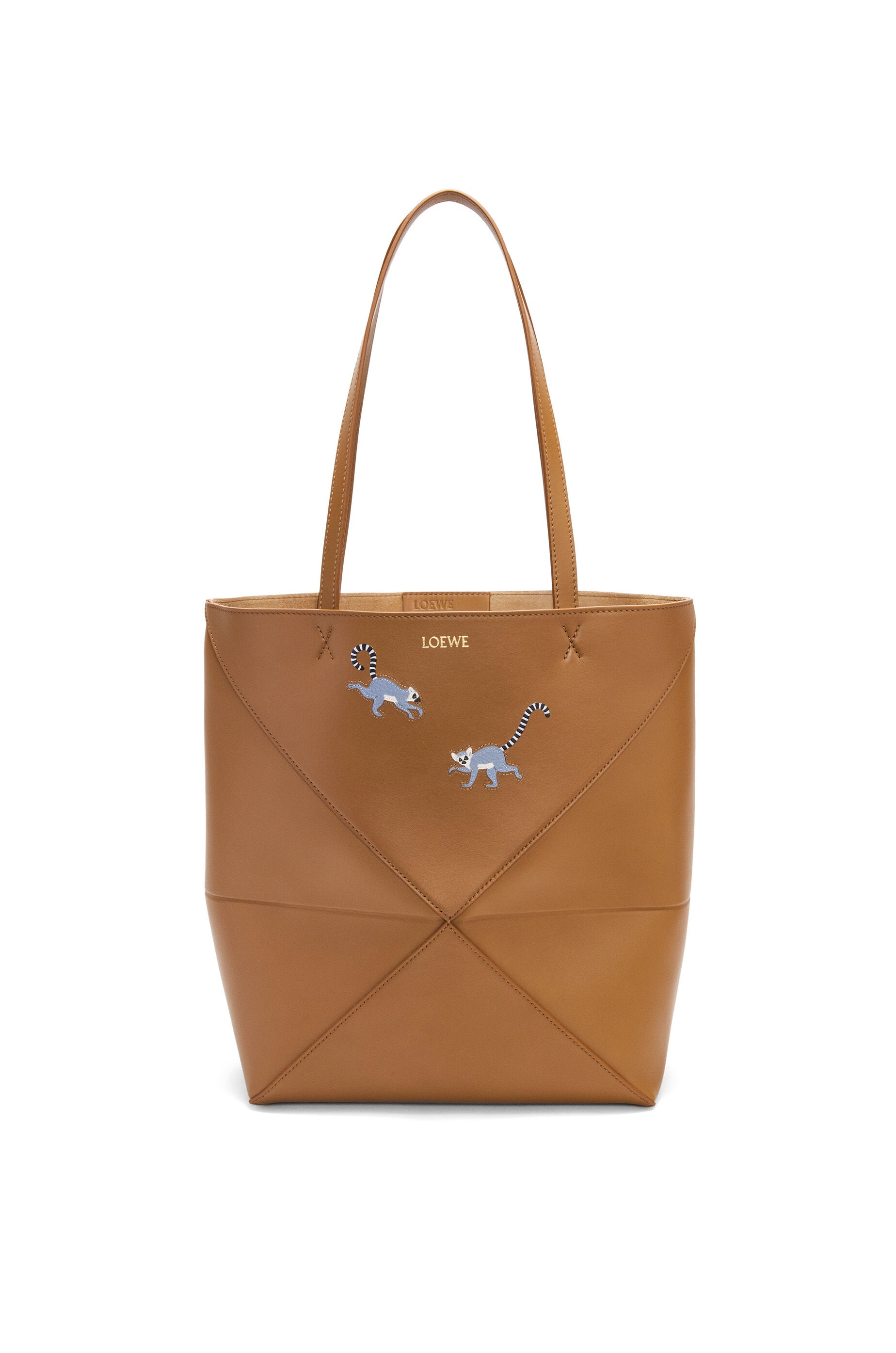 Lemur Puzzle Fold tote in shiny calfskin - 1