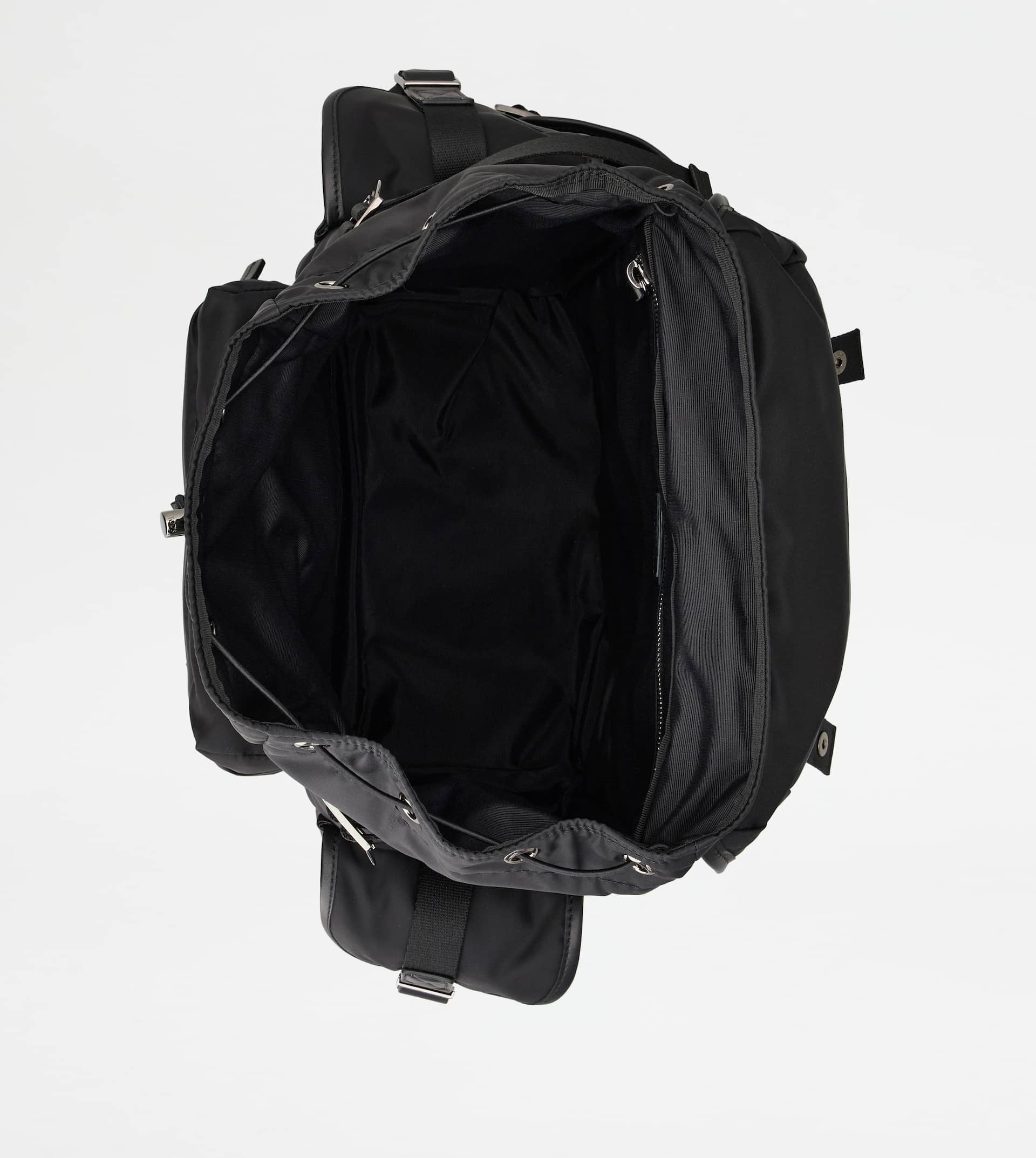 BACKPACK IN FABRIC AND LEATHER MEDIUM - BLACK - 6