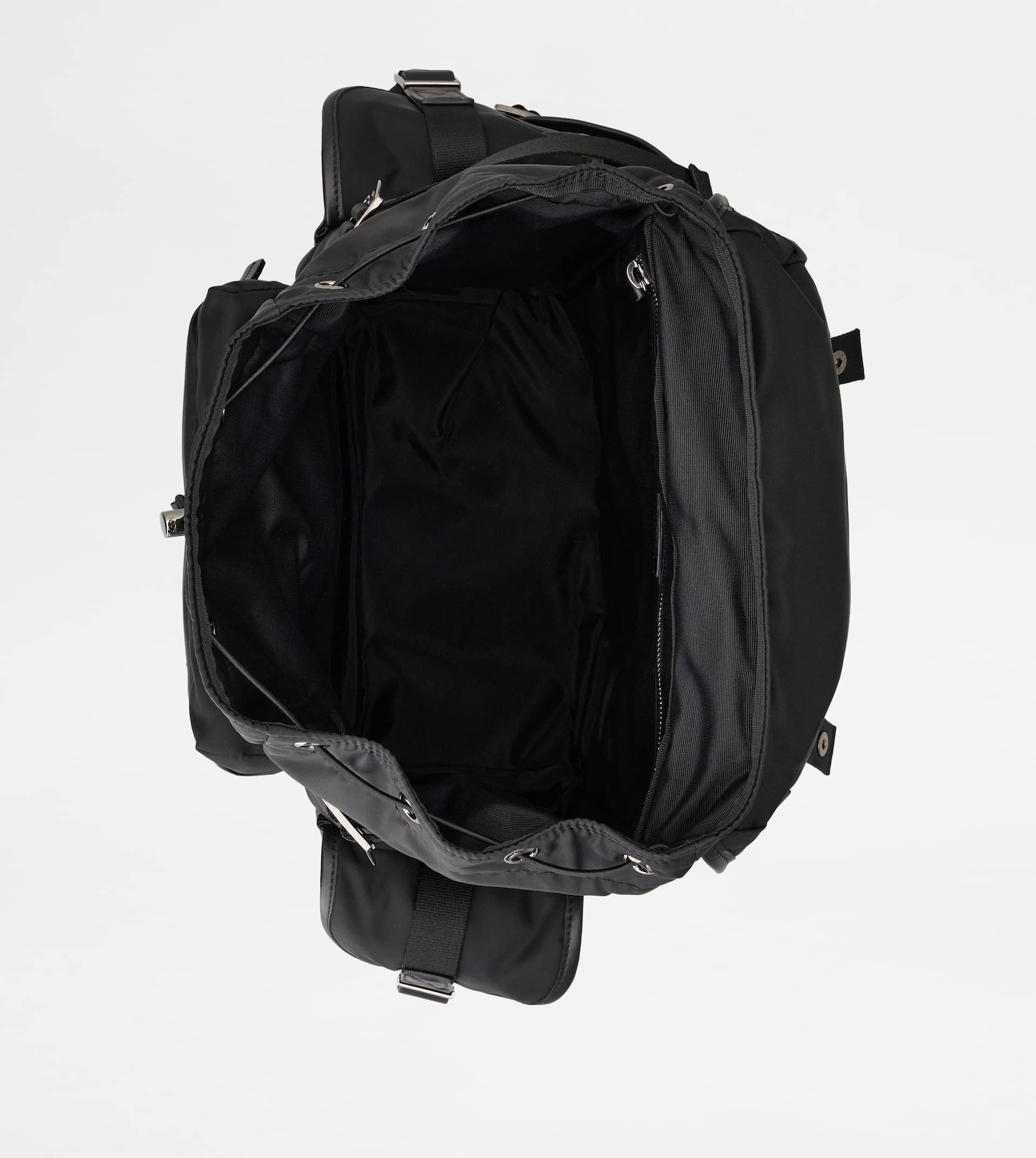 BACKPACK IN FABRIC AND LEATHER MEDIUM - BLACK - 4
