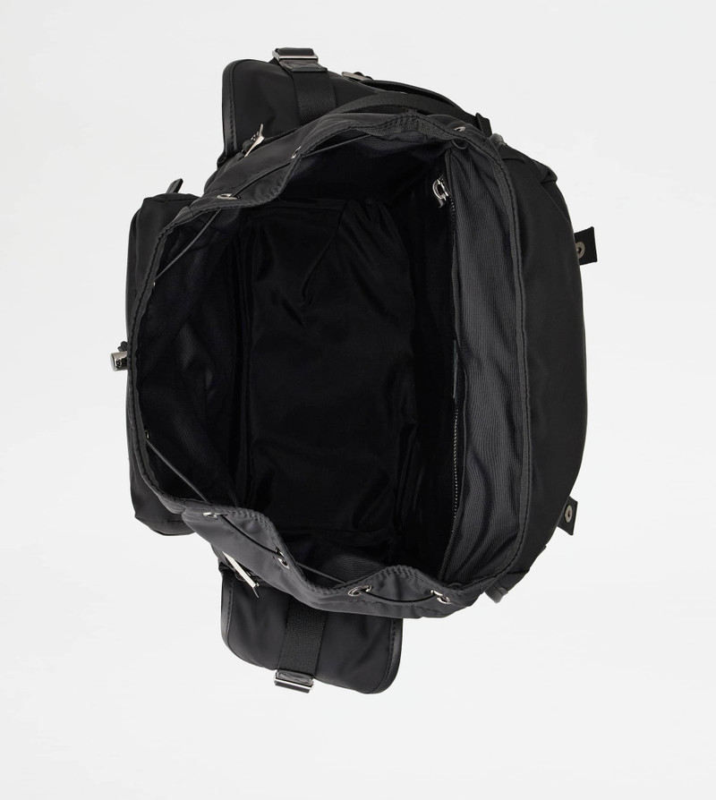 BACKPACK IN FABRIC AND LEATHER MEDIUM - BLACK 4