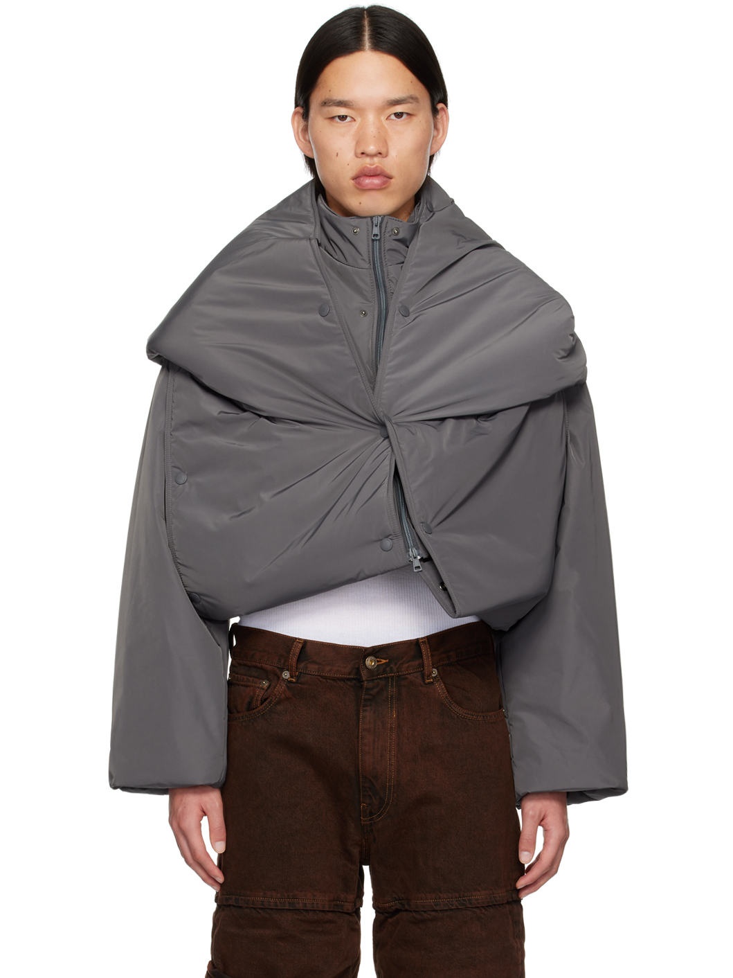 Gray Snap Off Jacket - 1