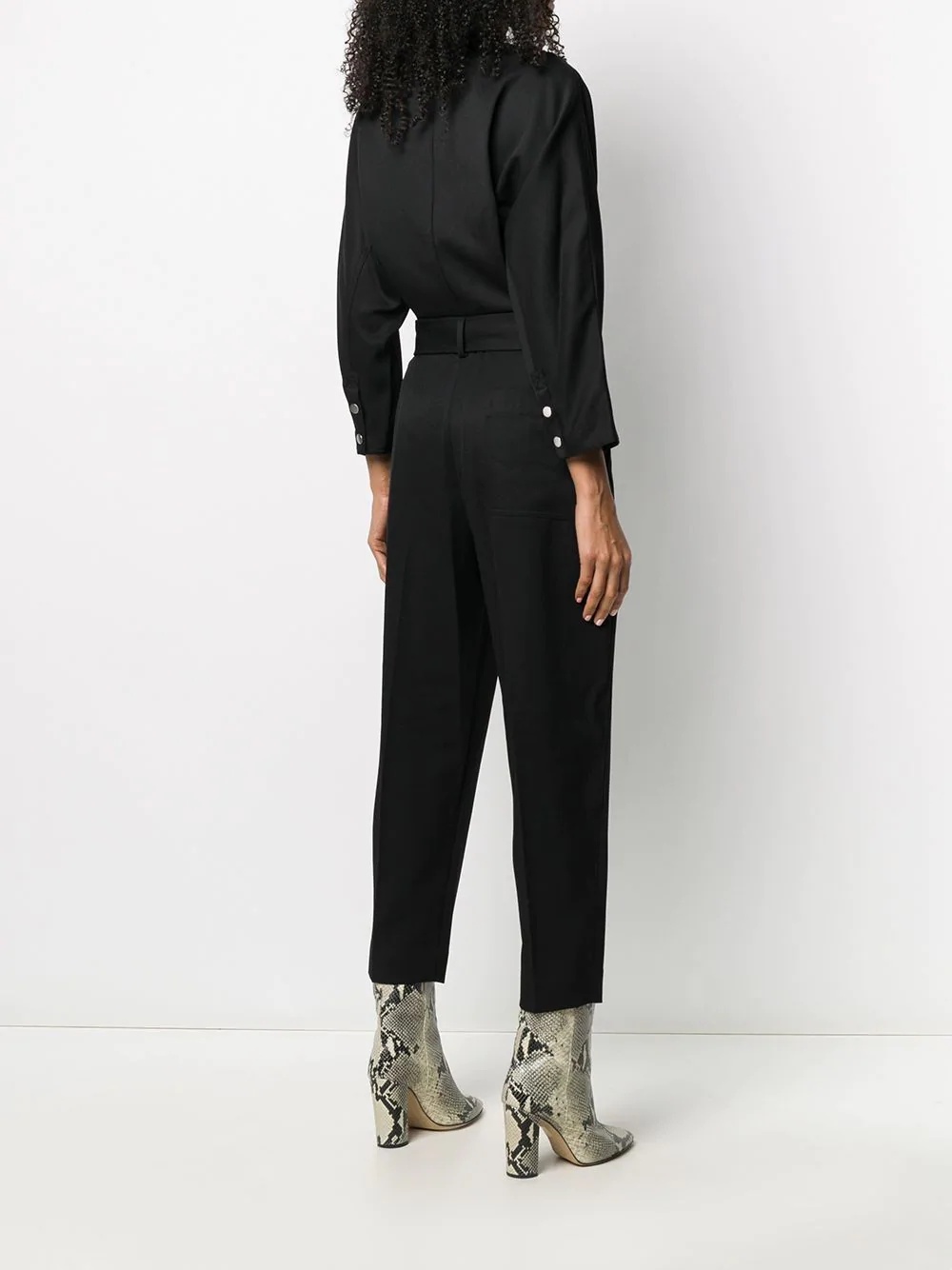 3/4 SLV WOOL MENSWEAR BELTED JUMPSUIT - 4