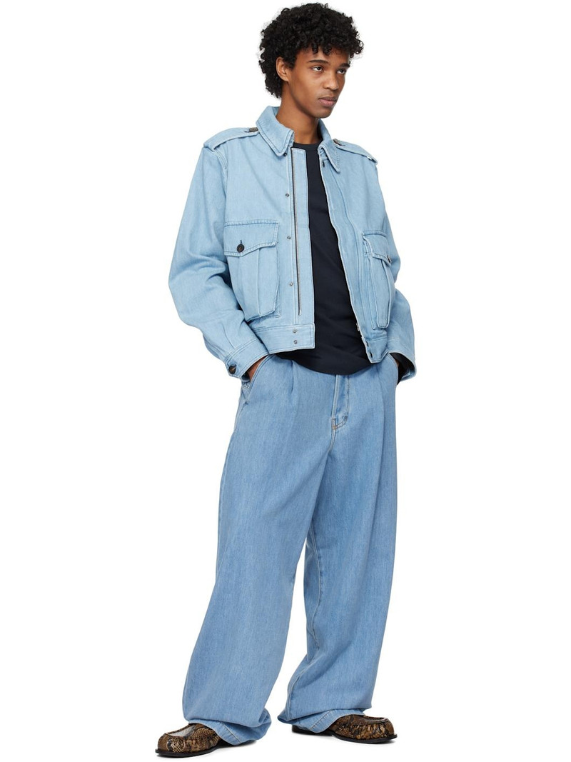 Dries Van Noten Blue Epaulets Denim Jacket outlook