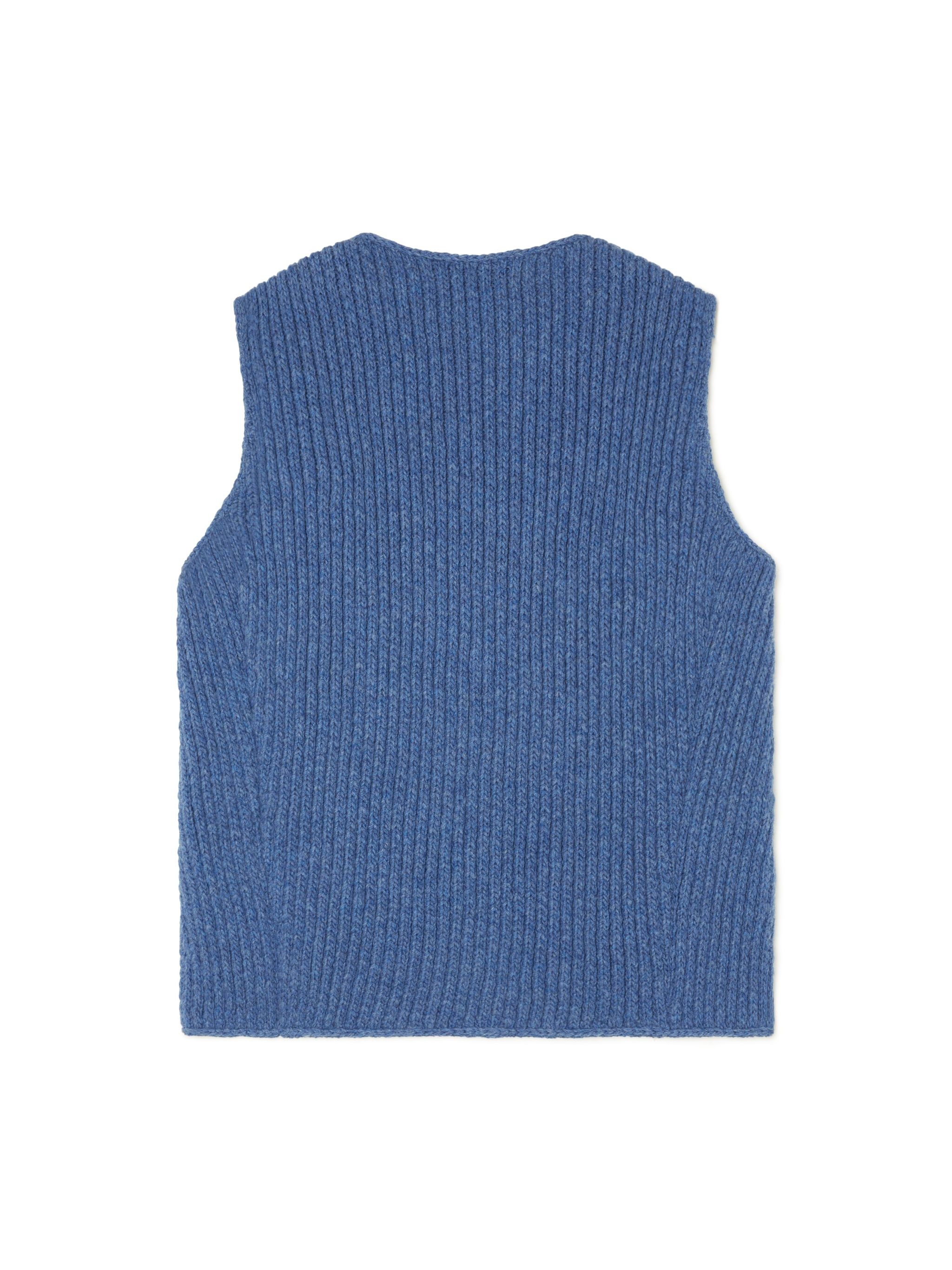 Knitted Ribbed Denim-No-Denim Vest - 3