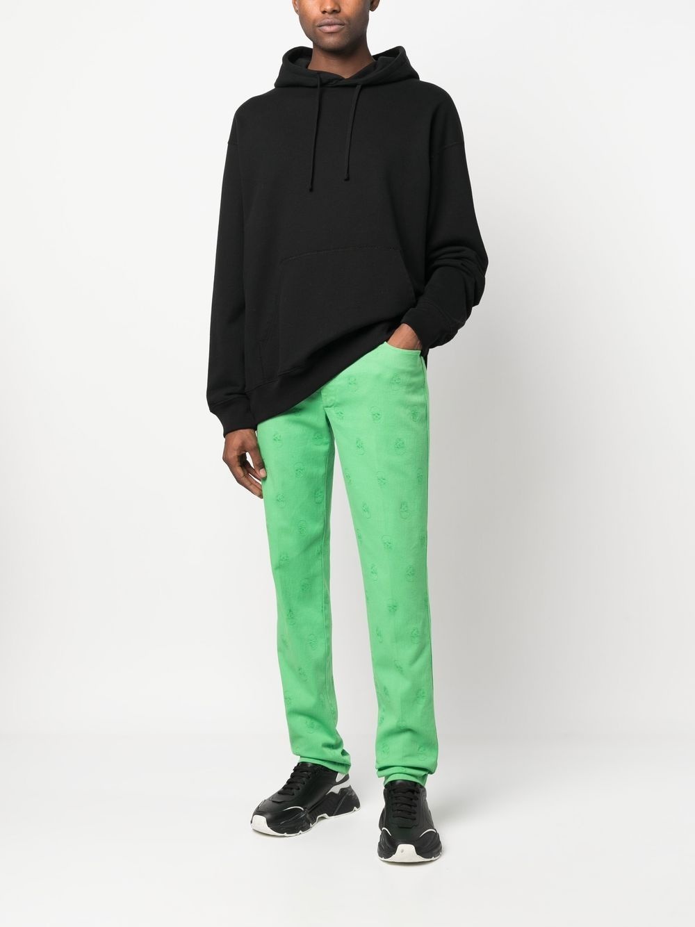 skull embroidery straight-leg jeans - 2