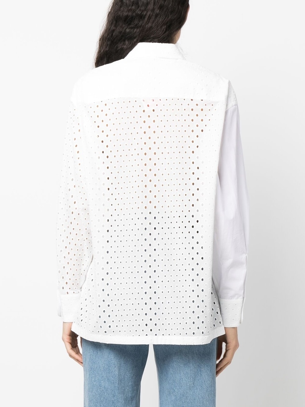 broderie anglaise-panelled shirt - 4