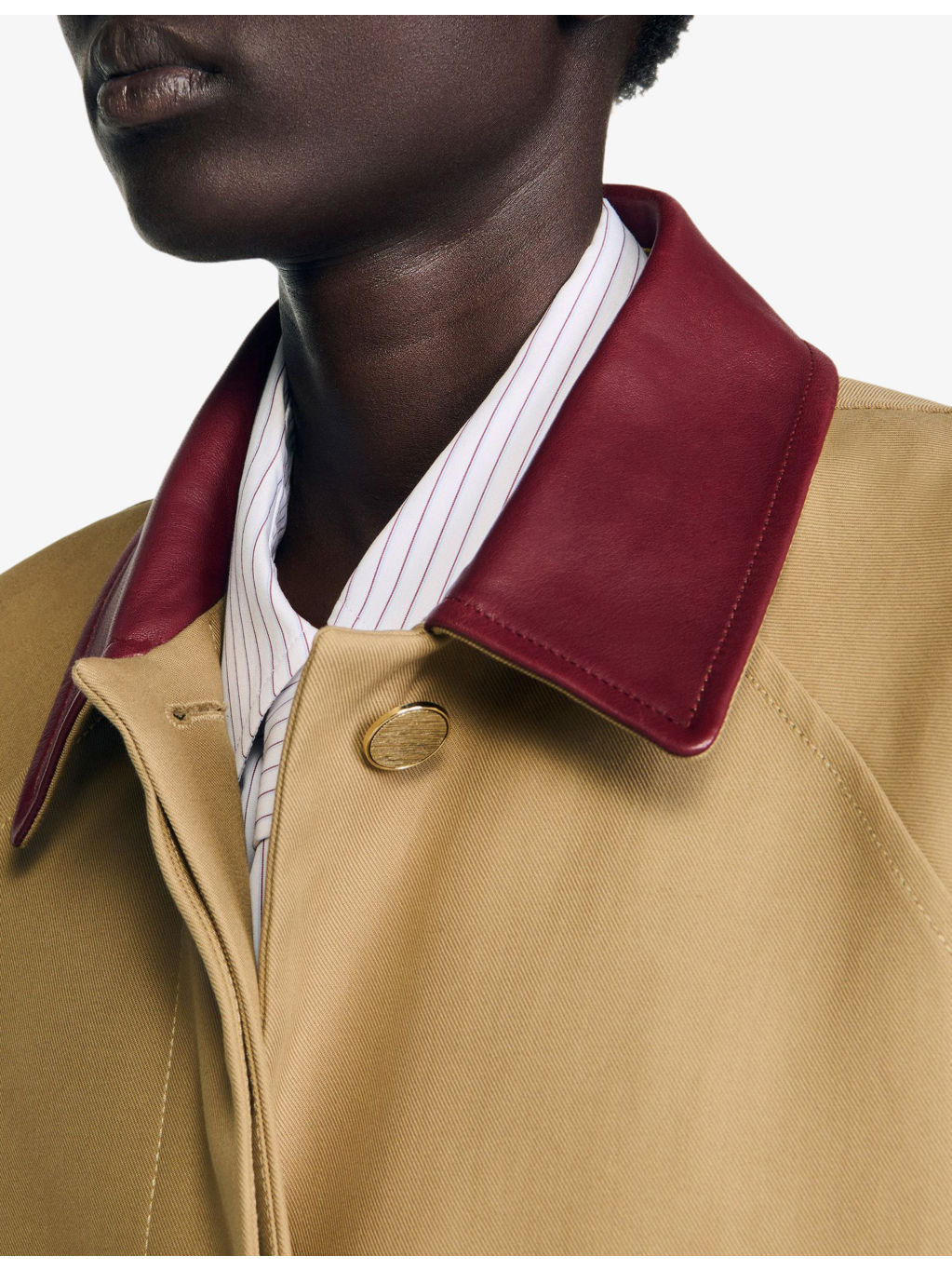 Leather-Collar Side-Pocket Cotton Coat - 5