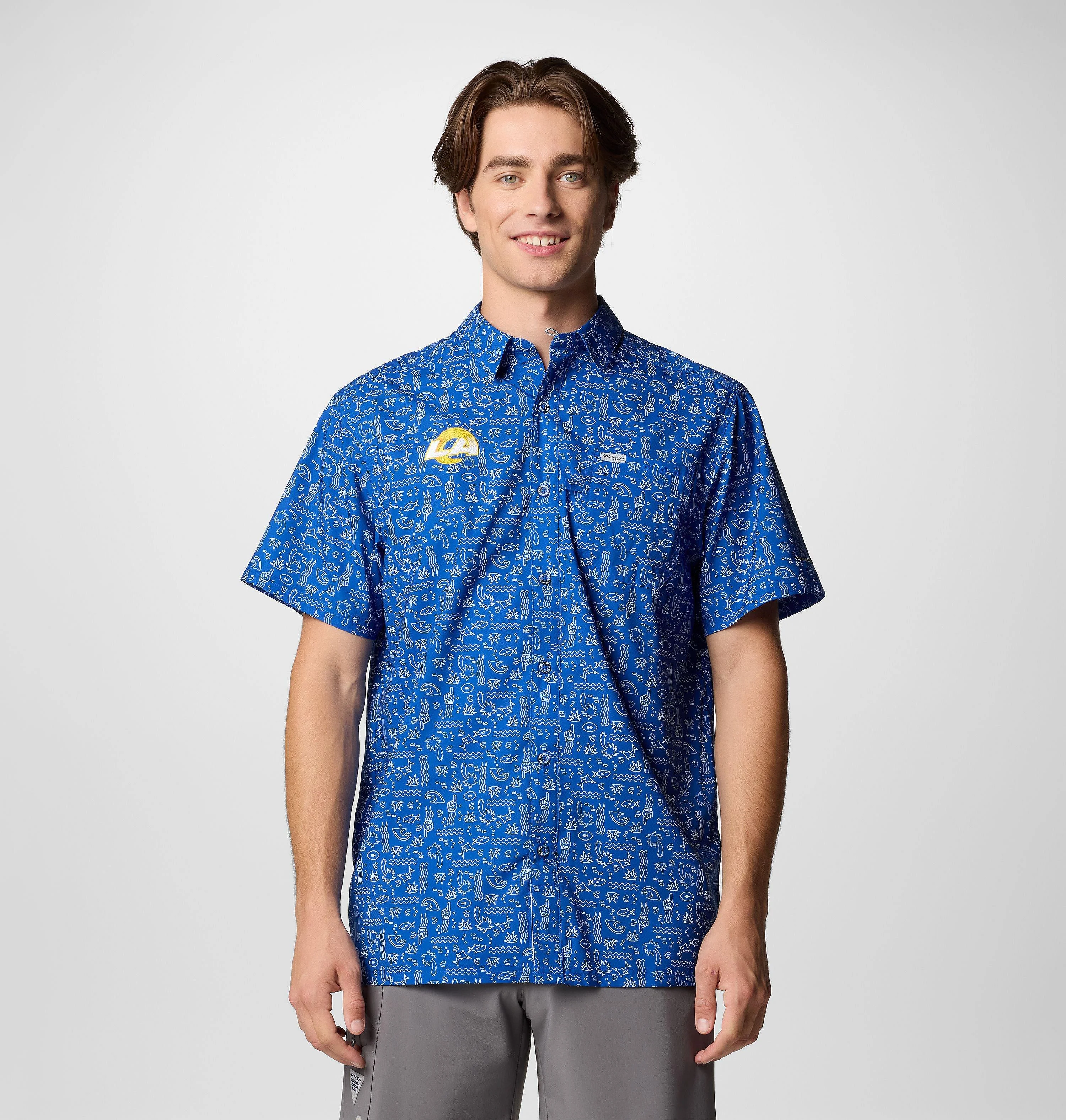 Men's PFG Super Slack Tide Short Sleeve Shirt - Los Angeles Rams - 1