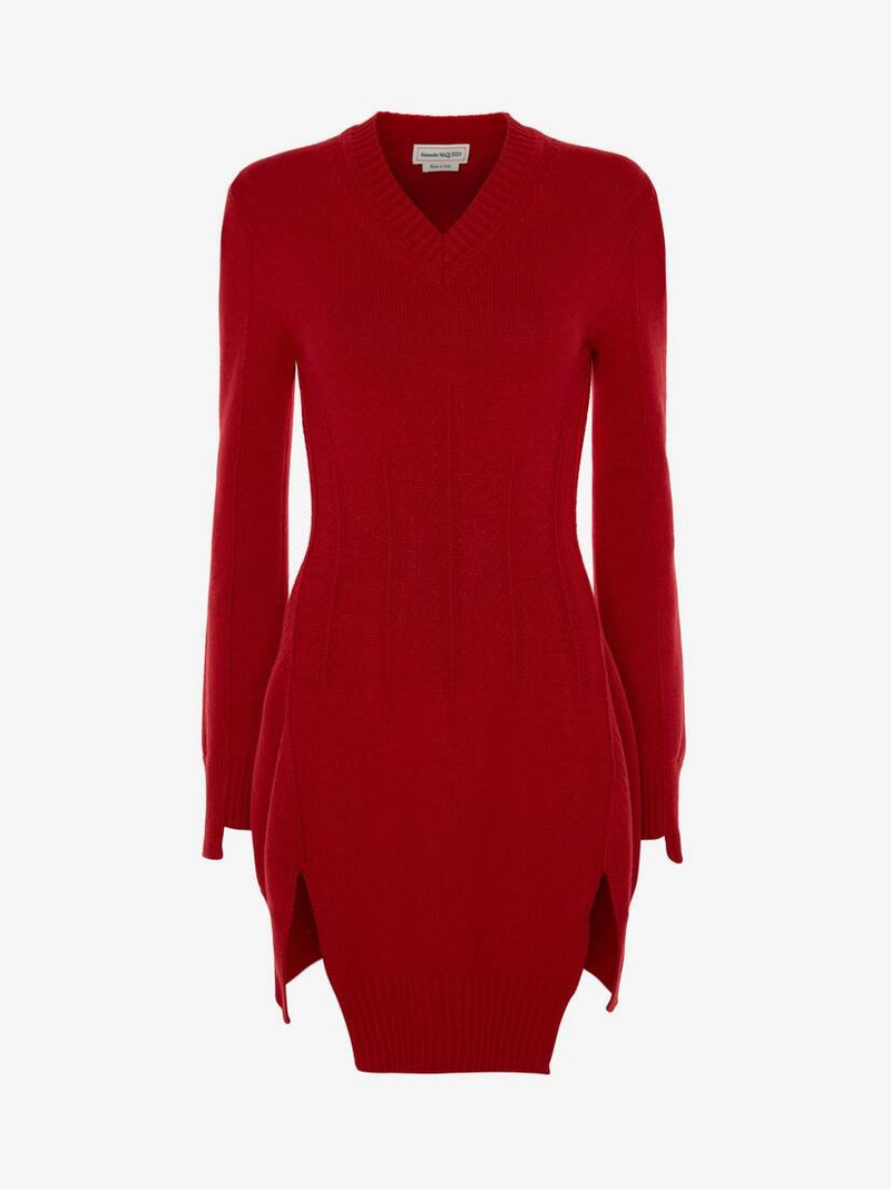 Cashmere Corset Stitch Tunic Jumper in Welsh Red 1