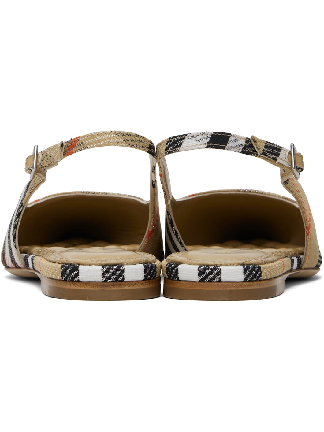 Beige Check Birdie Slingback Flats - 2