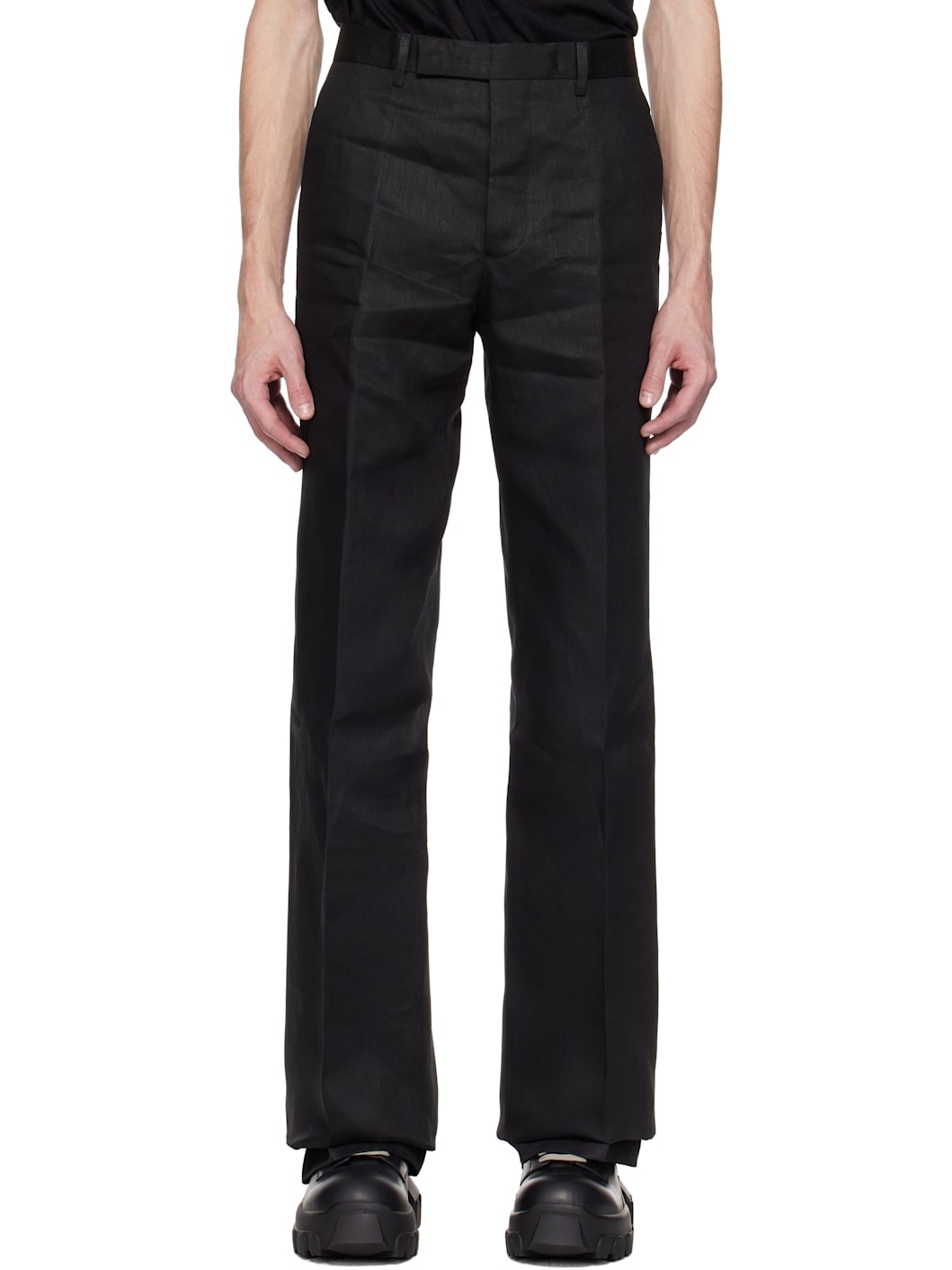 Black Hollywood Tailored Dietrich Trousers - 1