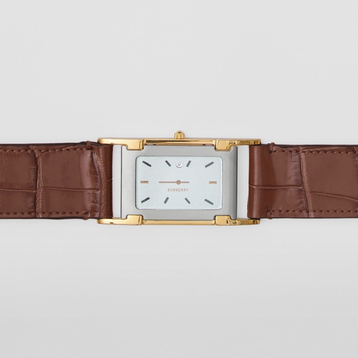 Faux Watch Detail Embossed Leather Belt - 2