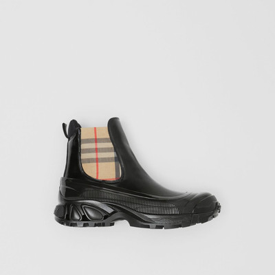 Burberry Vintage Check Detail Coated Canvas Chelsea Boots outlook